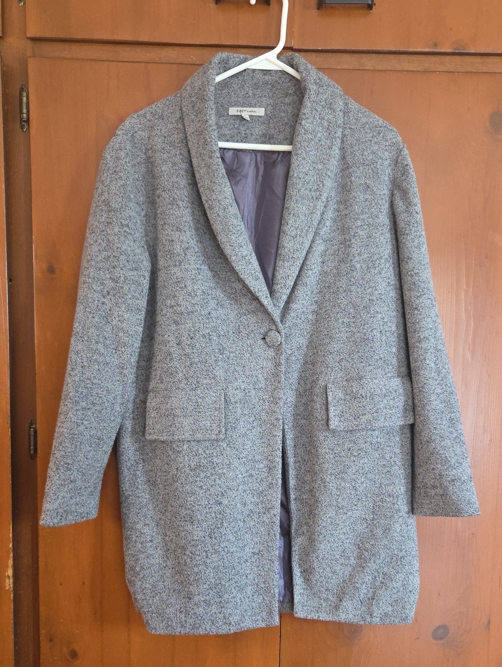 Cozy Casual Gray Shawl-Collar Pea Coat